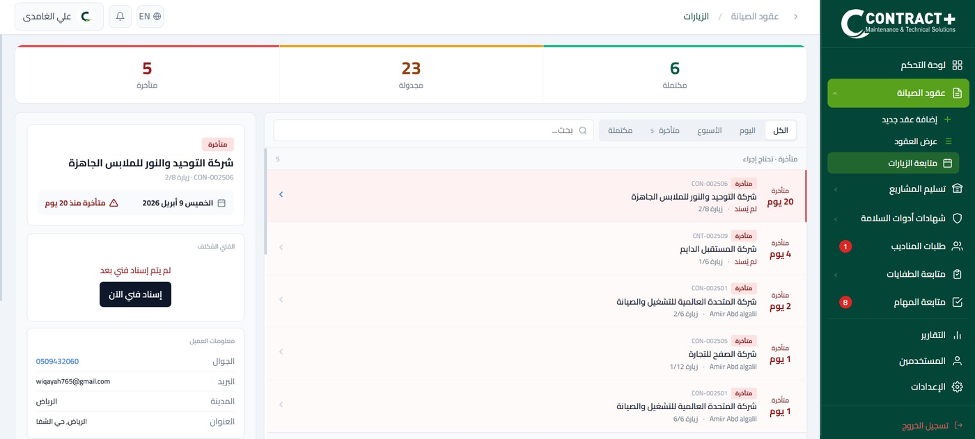 متابعة الزيارات